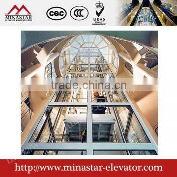 800kg~1000kg,1.0m/s~1.75m/s Full View and Outdoor Glass Panoramic Elevator