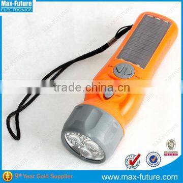 F-1718S Solar Crank Radio Flashlight,3 Super-bright LED Flashlight With Alarm and FM Radio photo-4