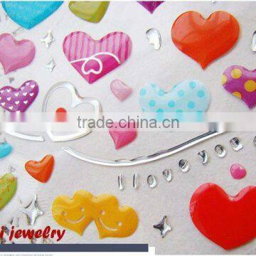 3D crystal exposy heart shape sticker