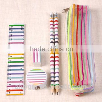 Fancy Design with Stationery Set Colorful Mesh Pencil Bag/pencil case