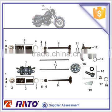 Motorcycle lower rocker arm camshaft and valve spring