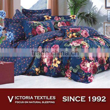 romantic pink flower duvet quilt cover silk feel bedding sets 4PCS