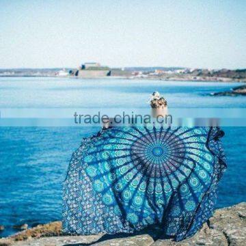 Blue Indian wholesale mandala tapestry 100% cotton wall hanging bedspread India Printed Mandala throw Tapestries