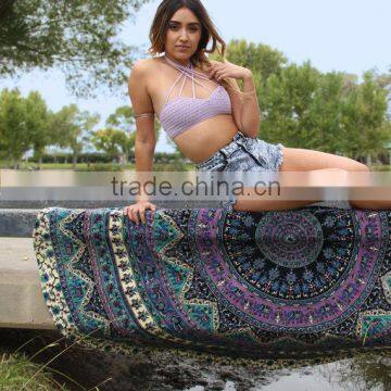 Indian Mandala Round Tapestry Cotton Ethnic Blanket Boho Roundie Hippie Beach Throw Towel