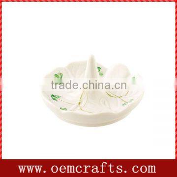 White ceramic wholesale Shamrock Ring Holder