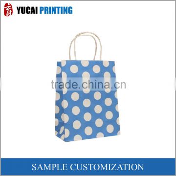 Simple white point blue paper bag for shopping