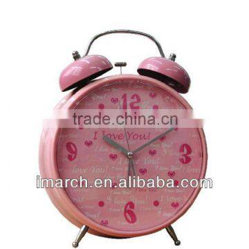 pink bell clock,table clock