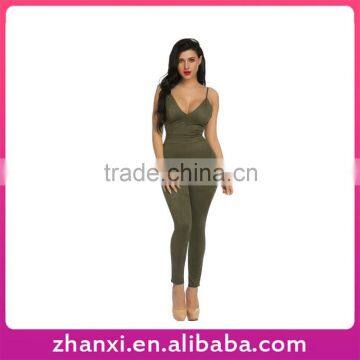 Wholesale sexy backless pencil long pants cashmere lady leather jumpsuit