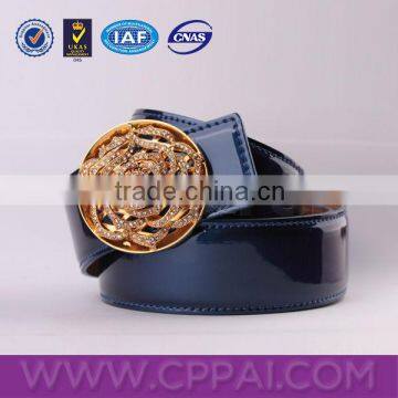 Nice leather belt wholesaler with flower design rhinestone