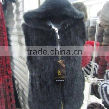 wholesale real knitted mink fur hood waitstcoat