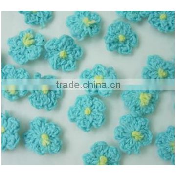 small blue crochet flower applique /wholesale crochet flower appliques for baby clothes