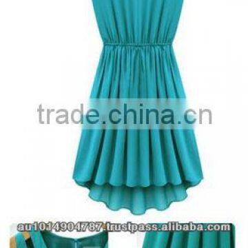 LATEST EUROPEAN LONG CHIFFON DRESS BLUE 563