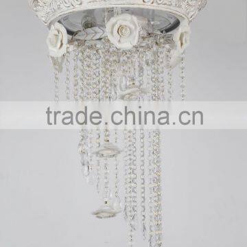 2015 E14 Max 40W Contemporary crystal waterfull pendant lamp decorative white brush gold light for new house & good quality