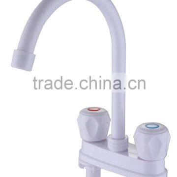 Inexpensive White Hot Cold Double Plastic Basin Faucet photo-2