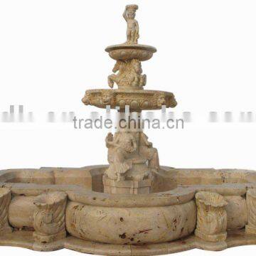 Carved Travertine Stone Fountain