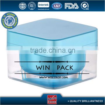 30g blue color top material square plastic jar, acrylic cream bottle,with shiny silver cap