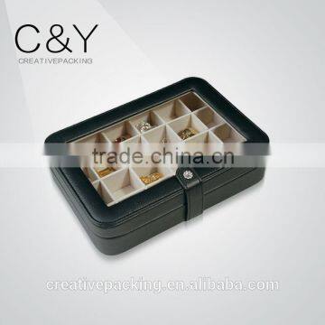 Transparent cover design leather jewelry gift box with lock