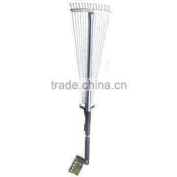 28"-57" Length Telescopic Steel Garden Rake 15 Tine Adjustable Garden Leaf Rake With 1pair Work Gloves (Zinc Coated) photo-2