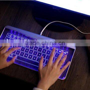 New Transparent Super Thin Glass Touch LED Backlit Universal Wired Keyboard For Windows/IOS/Android/OSX With Gesture Function