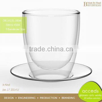 Unique Design Promotion Borocilicate Glass Drinking Cup And Saucer photo-5