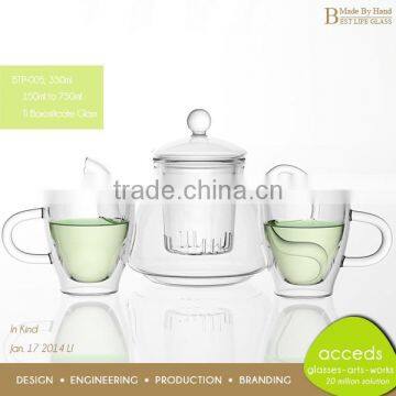 Microwavable Newest Design Modern Pyrex Glass Unique Tea Set photo-3