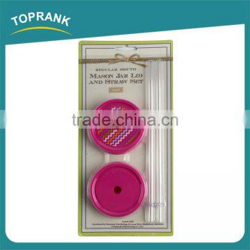 2pack Custom Color Jar Accessories Set Food Grade Plastic Straw Lid for Mason Jar photo-2