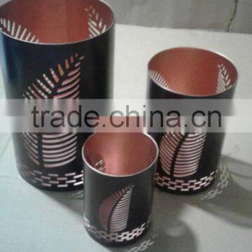 metal leaf design candle votive