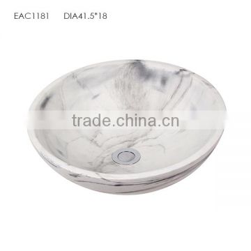 White Marble like Textured Round concret hand basin