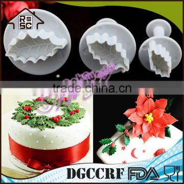 NBRSC Plunger Cookie Cutter Cookware Set 3 Does Santa Leaves Form Printing Mold Christmas Gift