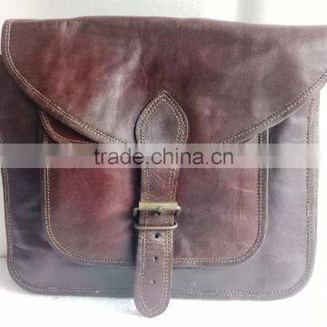 High quality handmade vintage pure goat leather sling bag