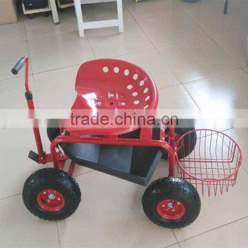 Heavy Duty Adjustable Tractor Garden Scoot with round basket