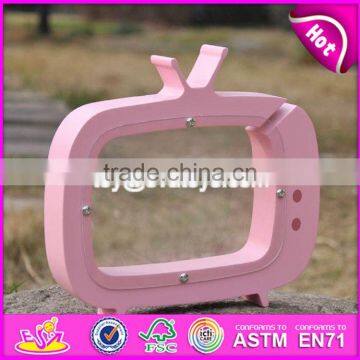 New Design TV Shape Girls Lovely Wooden Coin Bank With Logo Customize W02A253 photo-3