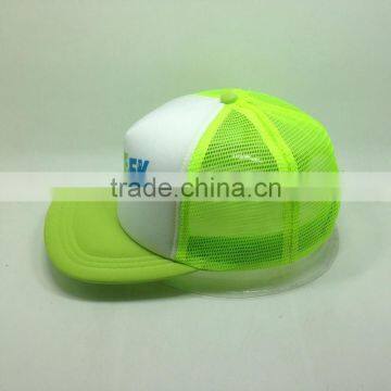 Fluorescent Yellow Trucker Style Snapback Cap With Sponge Mesh Cap photo-4