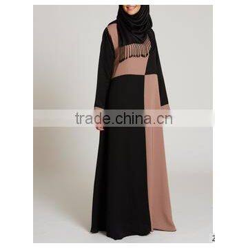 Guangzhou wholesale clothing OEM light weight & soft hijab style Black & Brown Two Toned Abaya