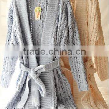 2015 new wool sweater homewear ,wool sweater knited housecoat,knitted homewear for winter coating