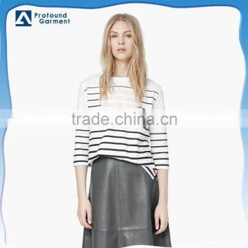 good price white stripe t shirt price china t shirt women 2016 for free sample