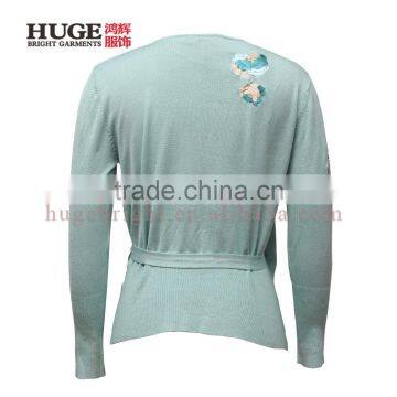 2017 OEM Green Ladies Knitted Cardigan Sweater photo-2