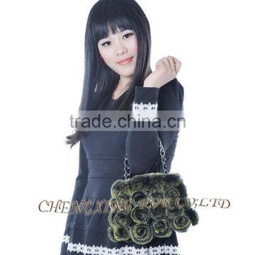 CX-H-13B Fashion Cheap Genuine Rex Rabbit Fur Beautiful Woman Hand Bag photo-4