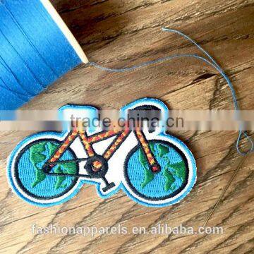 Custom High Quality Embroidered Green Bike Patch for Clothes Embroidery Patch Made in China Choose Size/color photo-3