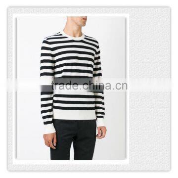 New cross knitted stirpe cashmere sweater for mans round neck pullover