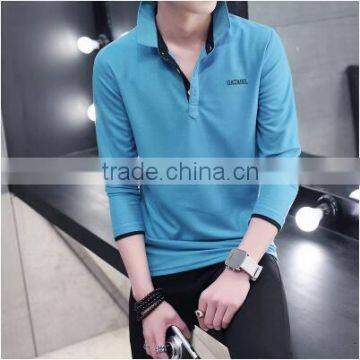 Spring Clothing Men's T-shirt With Long Sleeves Lapel With Clasp Autumn Clothes Young Men Led the Son Leisure Shirt Polo Shirt photo-2