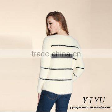 Latest Fashion Pullover Korean Design Stripe Fuzzy Warm Winter Sweater With Zipper photo-3
