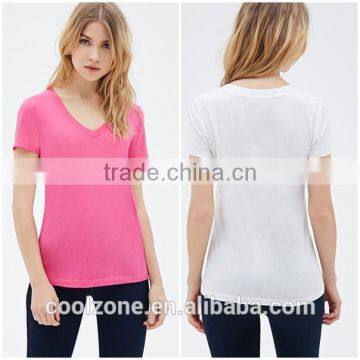 Classic V Neck Short Sleeve Blank T-shirt Smooth Modal T-shirt photo-3