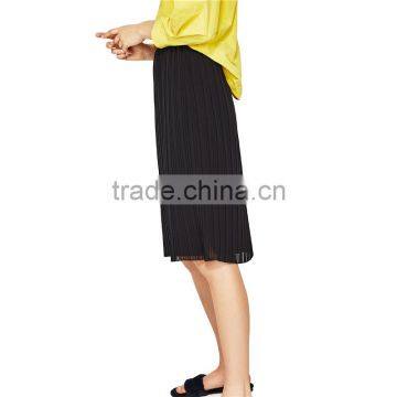 2017 OEM Spring Black Half-perspective Elastic Pleated Mini Skirt photo-3