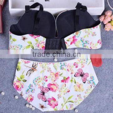 Floral Print Sexy Fancy Bra Panty Set Ladies Underwear Sexy Bra and Panty New Design Women Set Bra Underwear photo-2