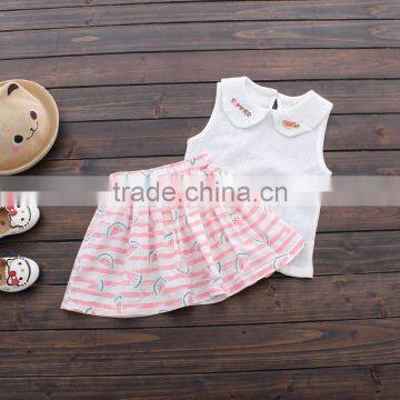 Wholesale summer cotton printing girls shirt dress sleeveless