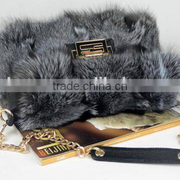 Genuine Leather and Fox Hair Fur Bag photo-4