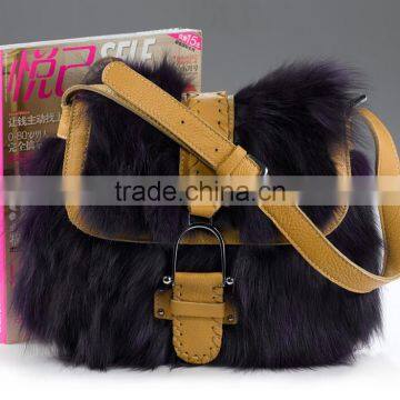 Fox fur tote bag, fox fur bag, mink fur bag