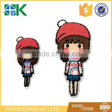 Wholesale Parent-Child Embroidery Clothes Appliques Red Hat Little Beauty Towel Embroidery Patch