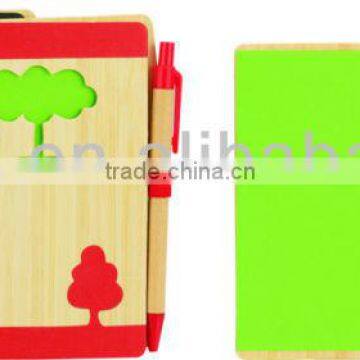 Color bamboo wood cover spiral notebook A6/A7 70grams 50sheets recycle paper with recycle paper pen cutoutany shape